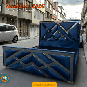 🛏️ Base cama y Espaldar con Espejo/Vidrio – Alta Gama