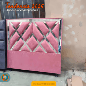 🛏️ Base cama y Espaldar con Espejo/Vidrio – Alta Gama