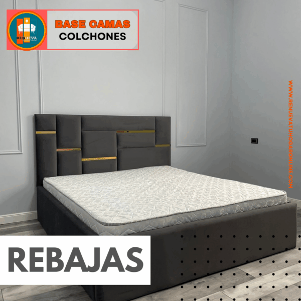 🛏️ Base cama y Espaldar con Espejo/Vidrio – Alta Gama