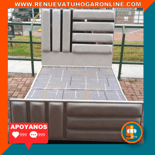 🛏️ Base cama y Espaldar con Espejo/Vidrio – Alta Gama