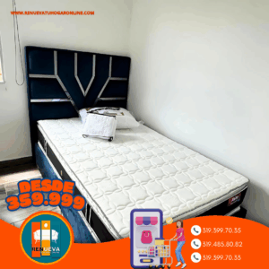 🛏️ Base cama y Espaldar con Espejo/Vidrio – Alta Gama