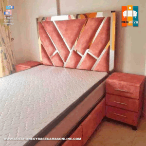 🛏️ Base cama y Espaldar con Espejo/Vidrio – Alta Gama