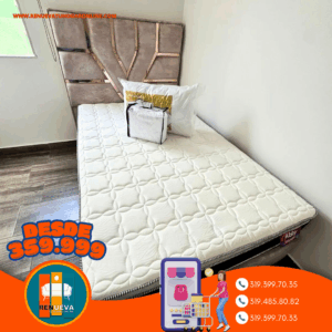 🛏️ Base cama y Espaldar con Espejo/Vidrio – Alta Gama