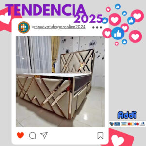 🛏️ Base cama y Espaldar con Espejo/Vidrio – Alta Gama