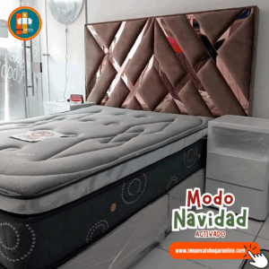 🛏️ Base cama y Espaldar con Espejo/Vidrio – Alta Gama