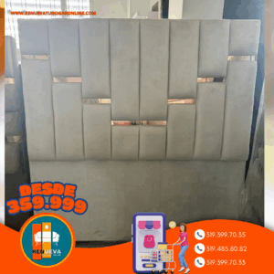 🛏️ Base cama y Espaldar con Espejo/Vidrio – Alta Gama