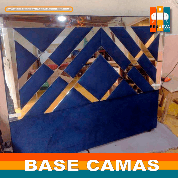 🛏️ Base cama y Espaldar con Espejo/Vidrio – Alta Gama