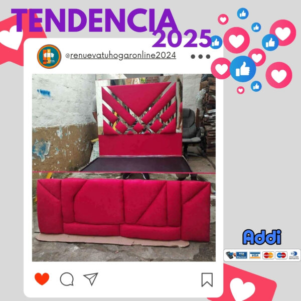 🛏️ Base cama y Espaldar con Espejo/Vidrio – Alta Gama