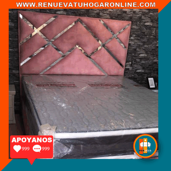 🛏️ Base cama y Espaldar con Espejo/Vidrio – Alta Gama
