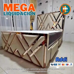🛏️ Base cama y Espaldar con Espejo/Vidrio – Alta Gama