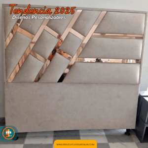 🛏️ Base cama y Espaldar con Espejo/Vidrio – Alta Gama