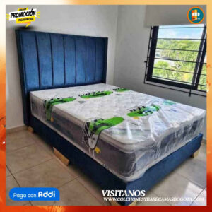 COMBO BÁSICO EN REMATE – Base Dividida + Espaldar + Colchón Semi Ortopédico 25 cm | Medida 140×190 (Doble)