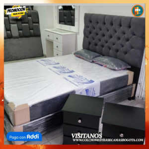 COMBO BÁSICO EN REMATE – Base Dividida + Espaldar + Colchón Semi Ortopédico 25 cm | Medida 140x190 (Doble)