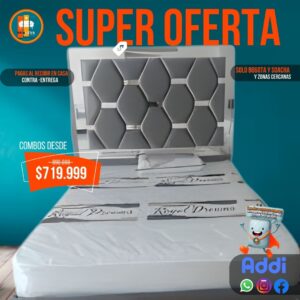 Base Cama con Espejo / Vidrio 140×190 (Doble) Personalizable