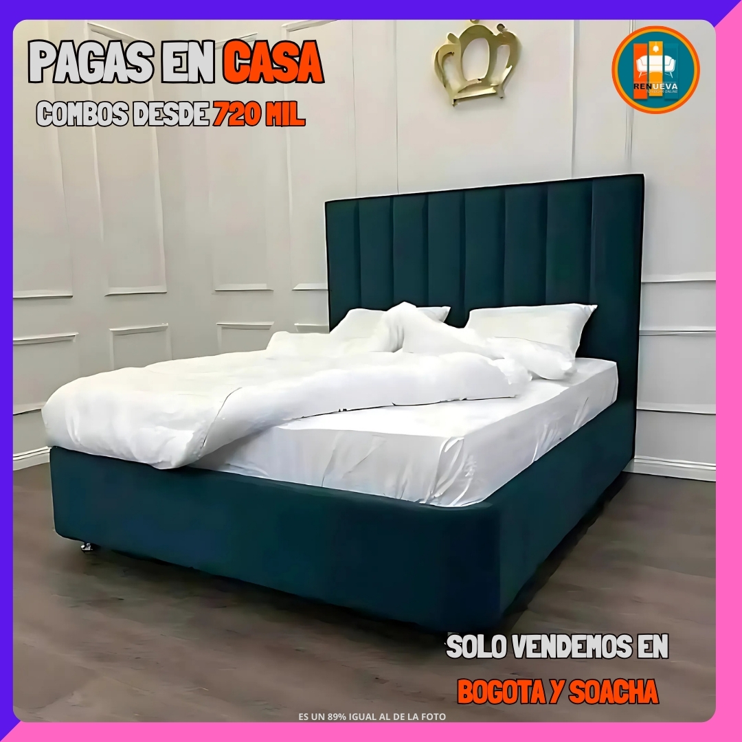 BASE CAMA PERSONALIZABLE – Base Dividida + Espaldar | Medida 140x190 (Doble)