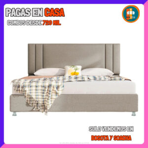 BASE CAMA PERSONALIZABLE – Base Dividida + Espaldar | Medida 140x190 (Doble)