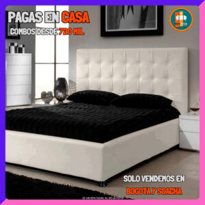 BASE CAMA PERSONALIZABLE – Base Dividida + Espaldar | Medida 140x190 (Doble)