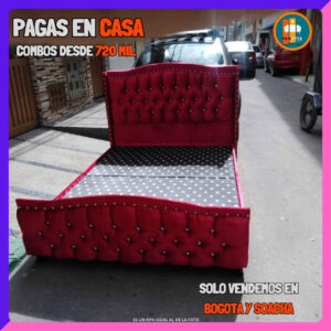 BASE CAMA CON PIECERO PERSONALIZABLE – Base Dividida + Espaldar + Piecero| Medida 140×190 (Doble)