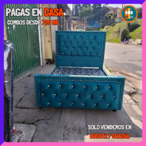 BASE CAMA CON PIECERO PERSONALIZABLE – Base Dividida + Espaldar + Piecero| Medida 140×190 (Doble)