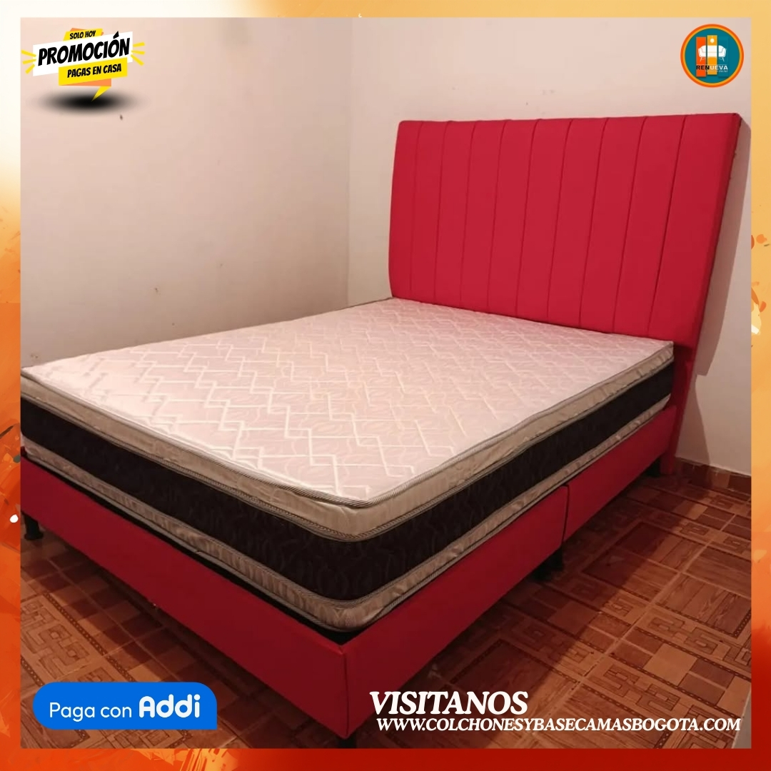 COMBO BÁSICO EN REMATE – Base Dividida + Espaldar + Colchón Semi Ortopédico 25 cm | Medida 140x190 (Doble)