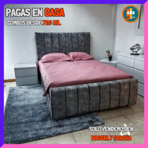 BASE CAMA CON PIECERO PERSONALIZABLE – Base Dividida + Espaldar + Piecero| Medida 140×190 (Doble)
