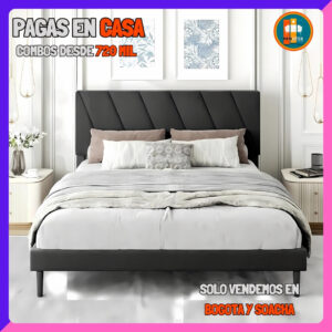 BASE CAMA PERSONALIZABLE – Base Dividida + Espaldar | Medida 140x190 (Doble)