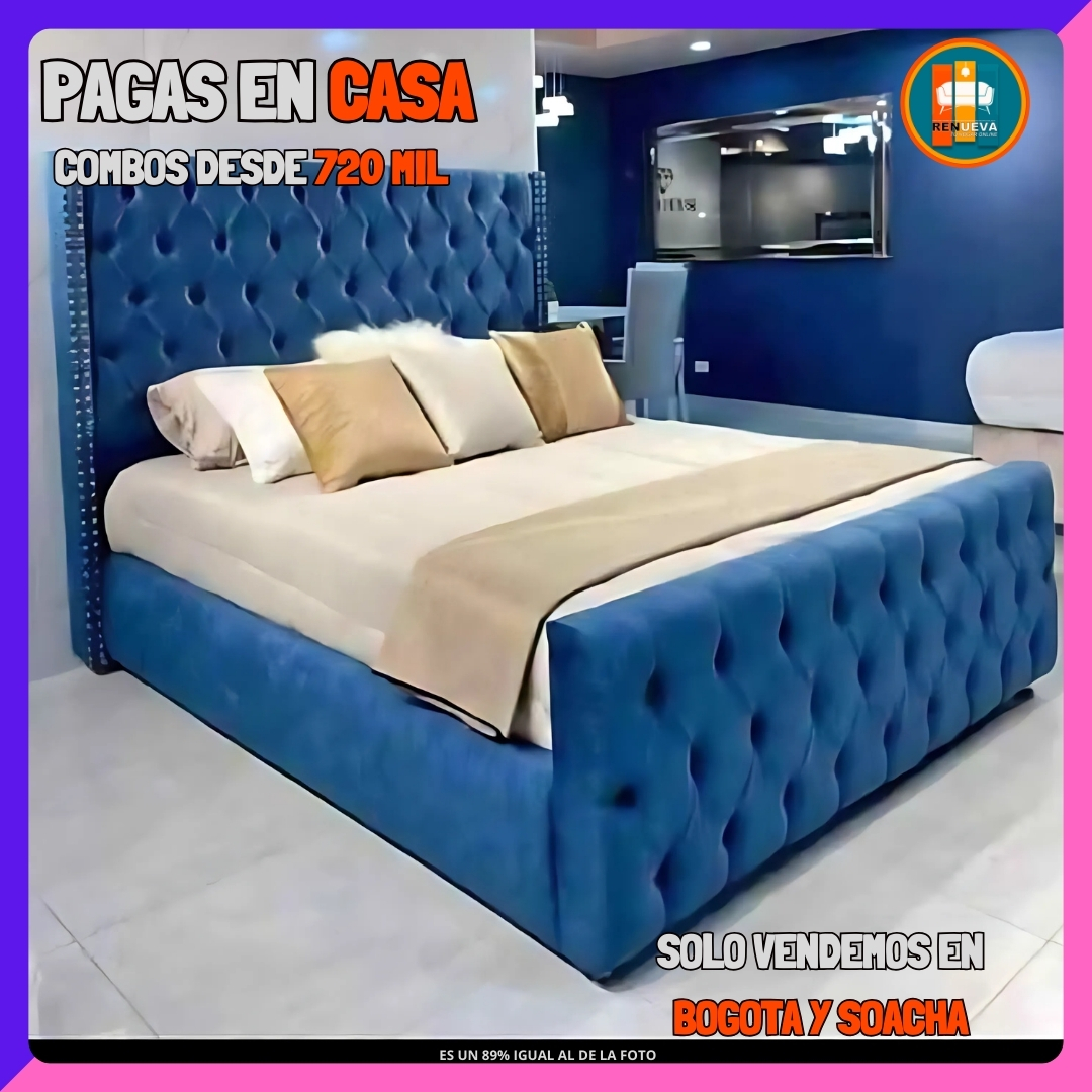 BASE CAMA CON PIECERO PERSONALIZABLE – Base Dividida + Espaldar + Piecero| Medida 140×190 (Doble)