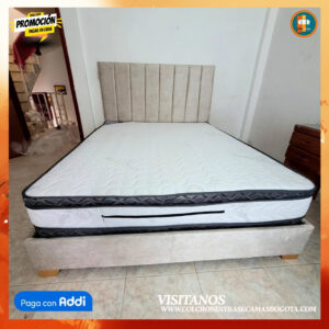 COMBO BÁSICO EN REMATE – Base Dividida + Espaldar + Colchón Semi Ortopédico 25 cm | Medida 140x190 (Doble)