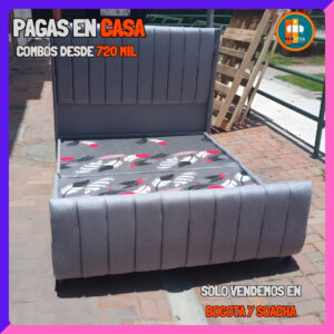 BASE CAMA CON PIECERO PERSONALIZABLE – Base Dividida + Espaldar + Piecero| Medida 140×190 (Doble)