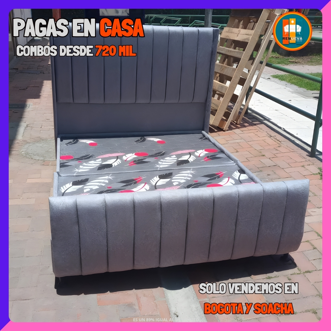 BASE CAMA CON PIECERO PERSONALIZABLE – Base Dividida + Espaldar + Piecero| Medida 140×190 (Doble)