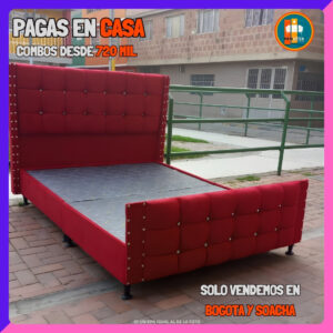 BASE CAMA CON PIECERO PERSONALIZABLE – Base Dividida + Espaldar + Piecero| Medida 140×190 (Doble)