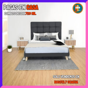 BASE CAMA PERSONALIZABLE – Base Dividida + Espaldar | Medida 140x190 (Doble)