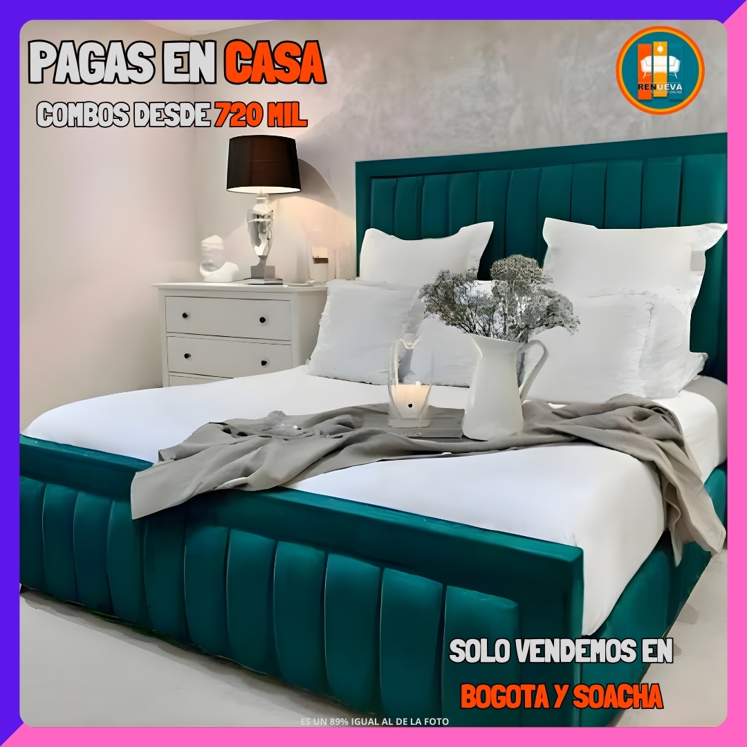 BASE CAMA CON PIECERO PERSONALIZABLE – Base Dividida + Espaldar + Piecero| Medida 140×190 (Doble)