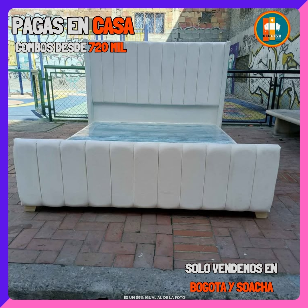 BASE CAMA CON PIECERO PERSONALIZABLE – Base Dividida + Espaldar + Piecero| Medida 140×190 (Doble)