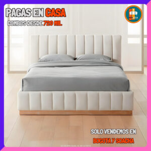 BASE CAMA CON PIECERO PERSONALIZABLE – Base Dividida + Espaldar + Piecero| Medida 140×190 (Doble)