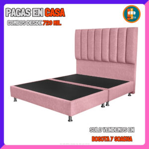 BASE CAMA PERSONALIZABLE – Base Dividida + Espaldar | Medida 140x190 (Doble)