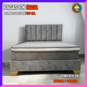 COMBO BÁSICO EN REMATE – Base Dividida + Espaldar + Colchón Semi Ortopédico 25 cm | Medida 140x190 (Doble)