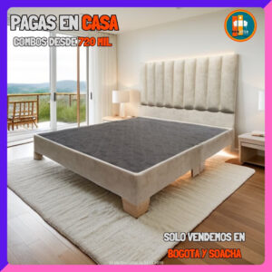 COMBO BÁSICO EN REMATE – Base Dividida + Espaldar + Colchón Semi Ortopédico 25 cm | Medida 140x190 (Doble)
