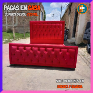 BASE CAMA CON PIECERO PERSONALIZABLE – Base Dividida + Espaldar + Piecero| Medida 140×190 (Doble)
