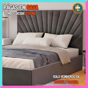 BASE CAMA PERSONALIZABLE – Base Dividida + Espaldar | Medida 140x190 (Doble)