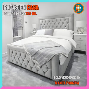BASE CAMA CON PIECERO PERSONALIZABLE – Base Dividida + Espaldar + Piecero| Medida 140×190 (Doble)