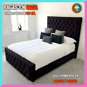BASE CAMA CON PIECERO PERSONALIZABLE – Base Dividida + Espaldar + Piecero| Medida 140×190 (Doble)