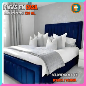 BASE CAMA CON PIECERO PERSONALIZABLE – Base Dividida + Espaldar + Piecero| Medida 140×190 (Doble)