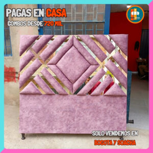 Base Cama con Espejo / Vidrio 140×190 (Doble) Personalizable