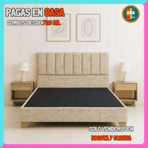 BASE CAMA PERSONALIZABLE – Base Dividida + Espaldar | Medida 140x190 (Doble)