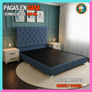 BASE CAMA PERSONALIZABLE – Base Dividida + Espaldar | Medida 140x190 (Doble)