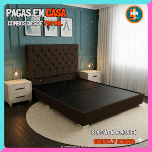 BASE CAMA PERSONALIZABLE – Base Dividida + Espaldar | Medida 140x190 (Doble)