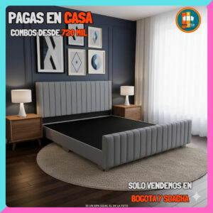 BASE CAMA CON PIECERO PERSONALIZABLE – Base Dividida + Espaldar + Piecero| Medida 140×190 (Doble)