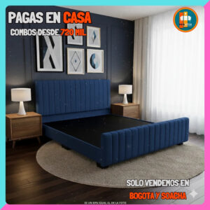 BASE CAMA CON PIECERO PERSONALIZABLE – Base Dividida + Espaldar + Piecero| Medida 140×190 (Doble)