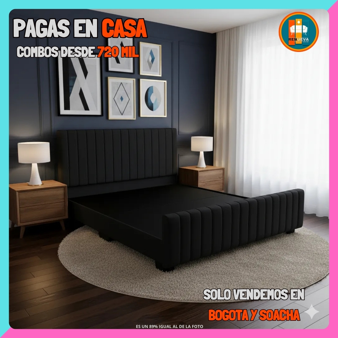 BASE CAMA CON PIECERO PERSONALIZABLE – Base Dividida + Espaldar + Piecero| Medida 140×190 (Doble)